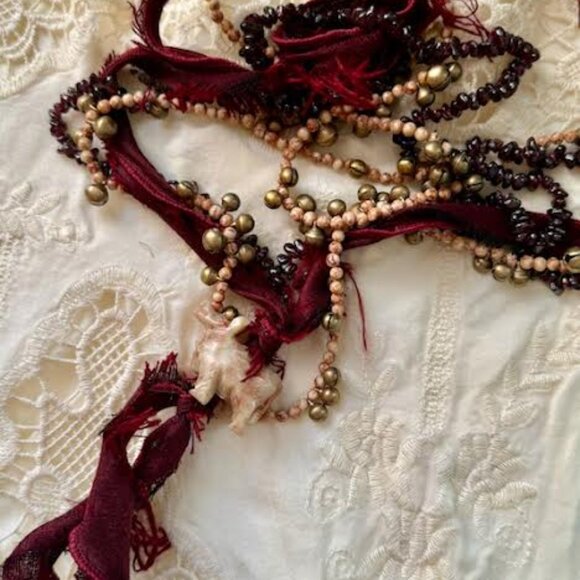 handmade Jewelry - Bohemian Garnet & Jasper Long Layered Necklace 3 in One
